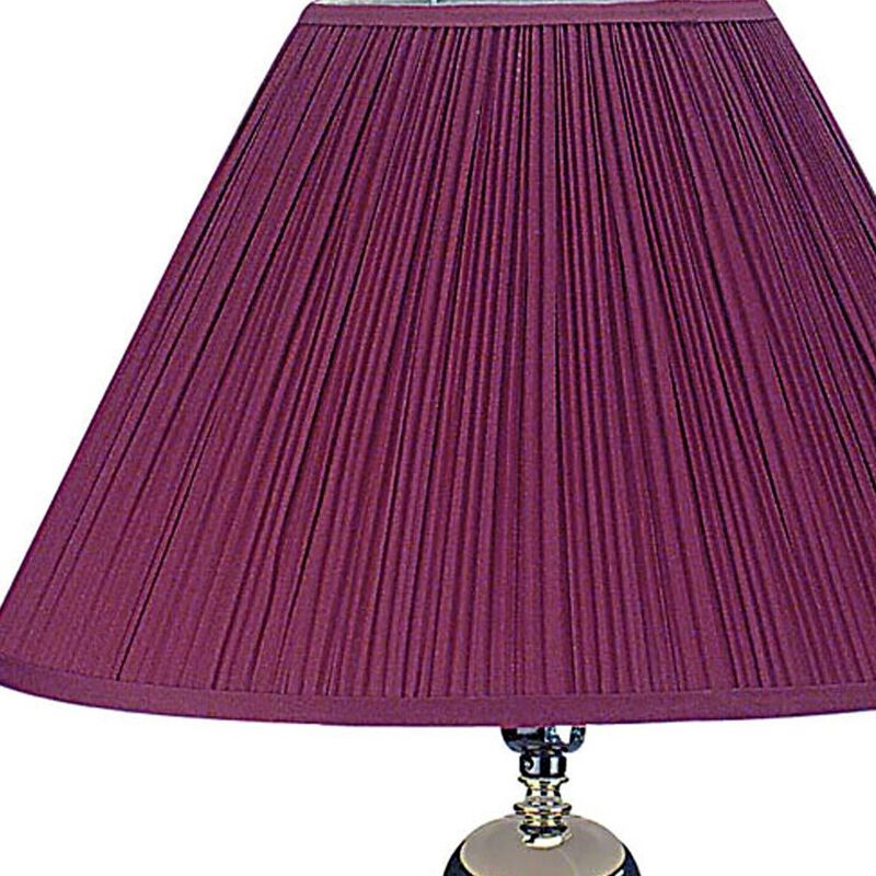 Hivvago 27" Silver Ceramic Bedside Table Lamp With Magenta Empire Shade