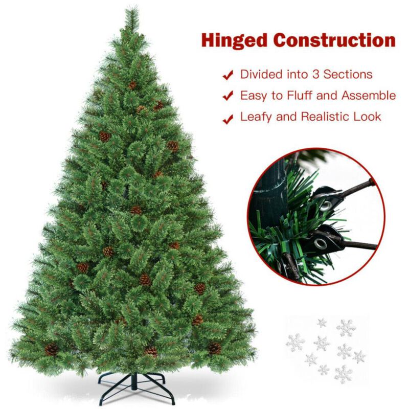 Hivvago 6 Feet Pre-Lit PVC Artificial Carolina Pine Tree with LED Lights