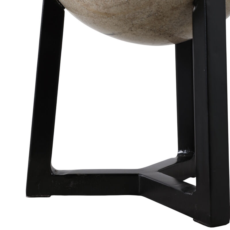 14x8" Marble Orb On Stand, Ivory/black image number 4