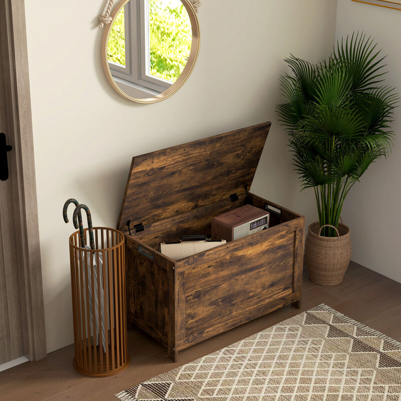 Storage Bench with Cushion, Multi-Functional Seat and Hidden Storage for Home