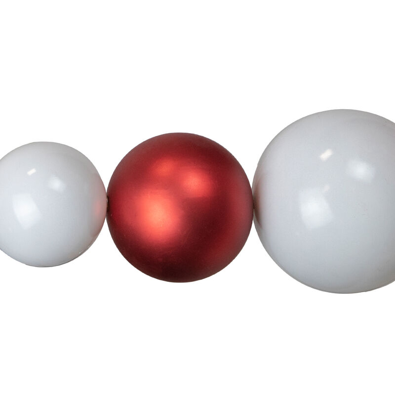 6' Red and White Shiny and Matte Shatterproof Ball Christmas Swag image number 4