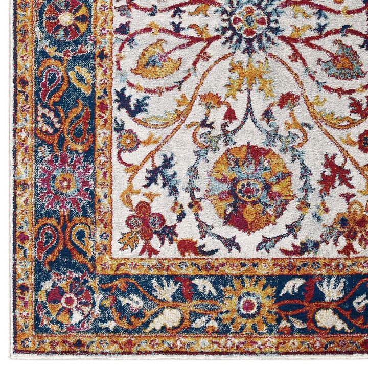 Modway Entourage Samira Distressed Vintage Floral Persian Medallion Area Rug, 8x10, Multicolored