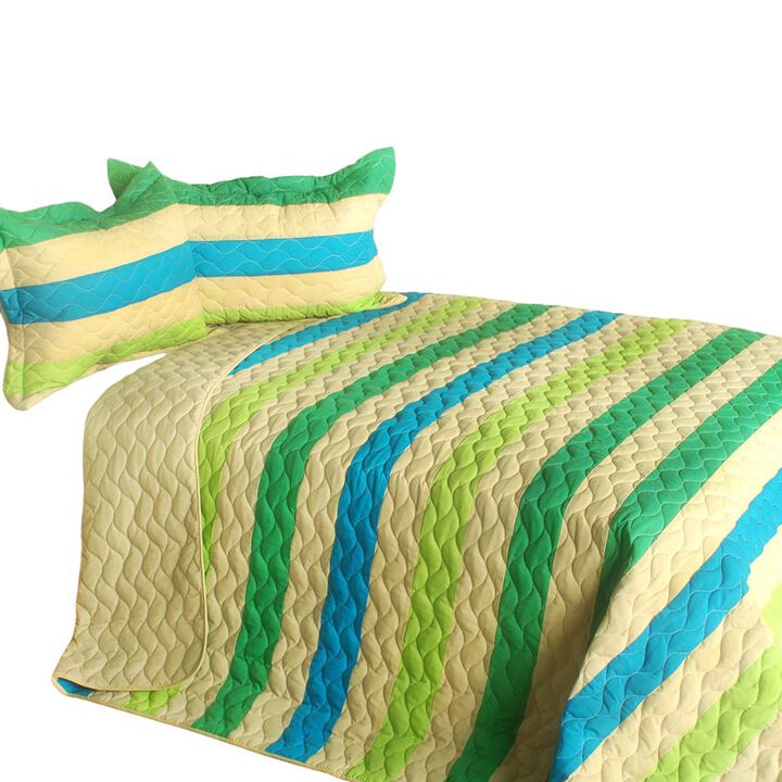 3-Piece Vermicelli Quilted Patchwork Quilt Set Soft Bedding