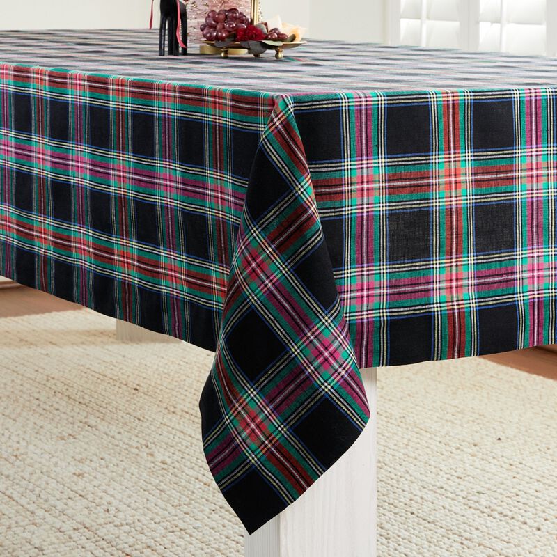 Solino Home 100% Pure Linen Tablecloth - Jewel Plaid