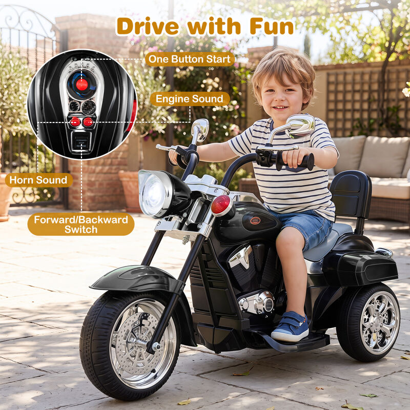 6V Toddler Electric Ride-On Bike with 3 Wheels, Horn and Front Headlight image number 5