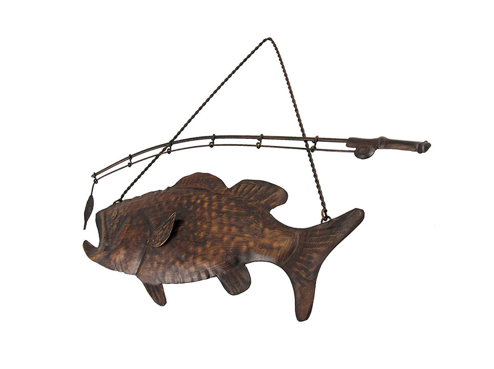 Rustic Finish Largemouth Bass Metal Wall Hanging
