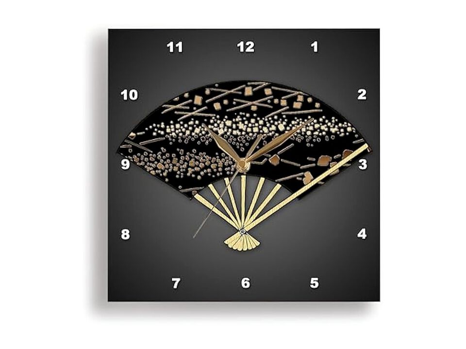 Japanese Fan Various Bronze Textures Wall Clock 13 Inch Home Decor