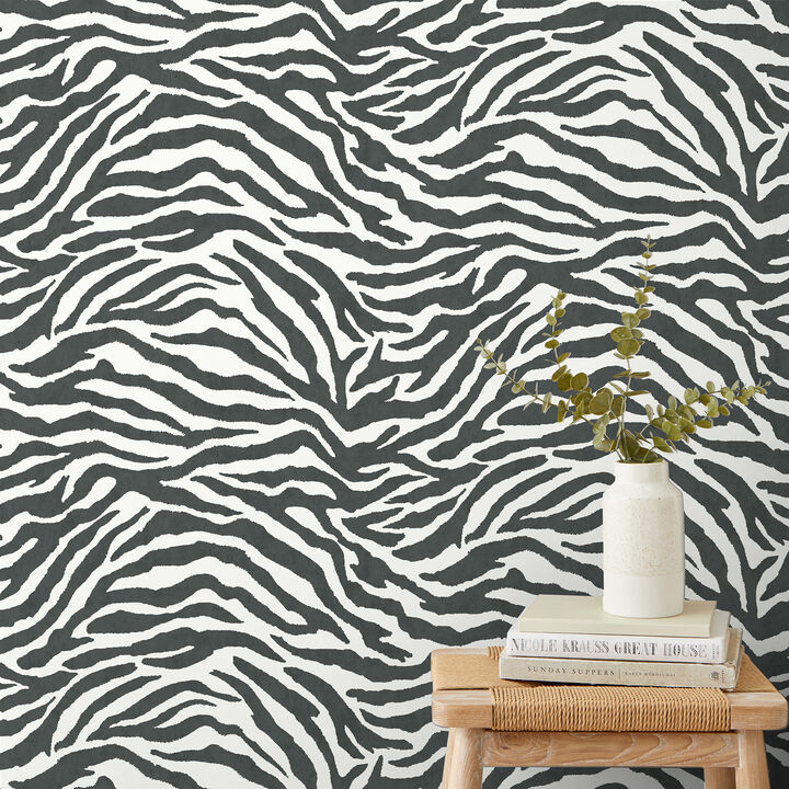 Shoshana Black Modern Zebra Wallpaper (Set of 2)