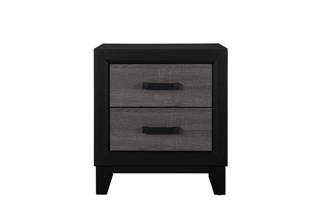 HomeRoots 22" Black And Gray Wood Two Drawer Nightstand