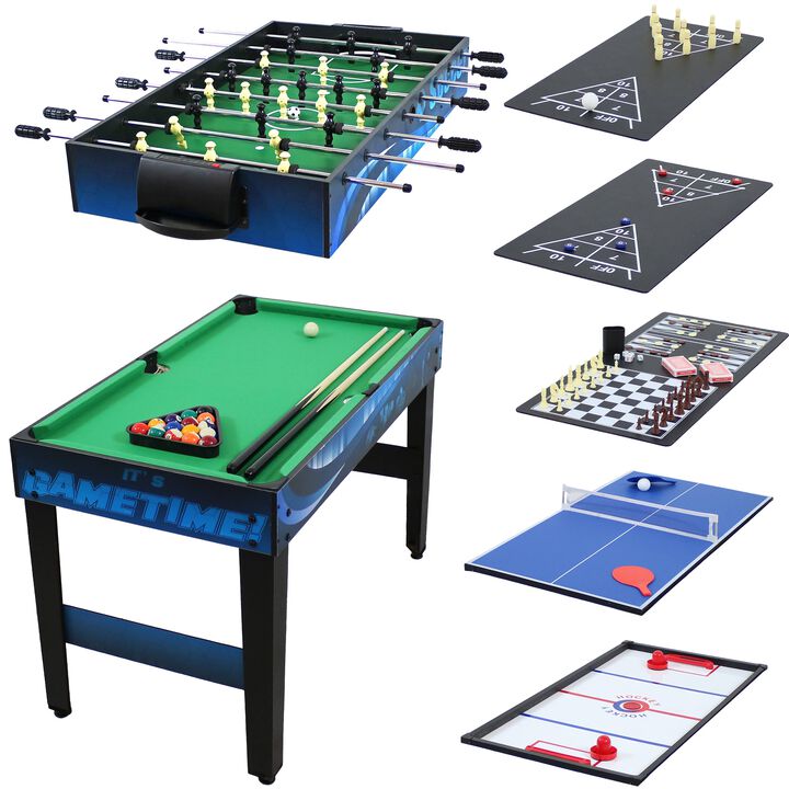 Sunnydaze 40 in 10-in-1 Multi Game Table with Billiards, Foosball and Hockey