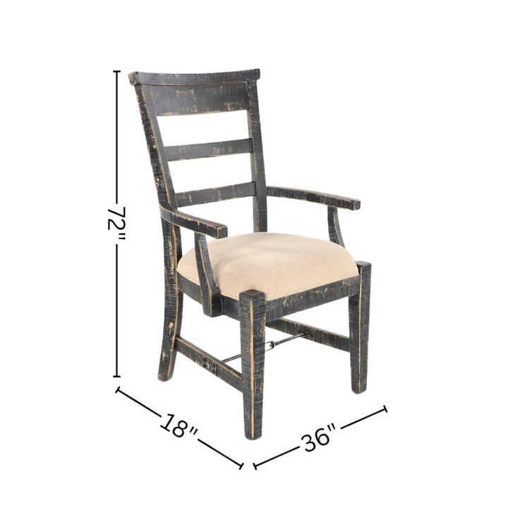 Starlight Canyon Home Black Solid Wood Dining Chair with Arms, Wooden Chair for Dining Room