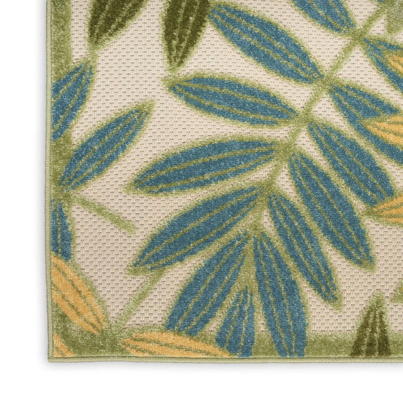 HomeRoots 12' X 15' Green Blue Yellow And Dark Green Palm Leaf Indoor Outdoor Area Rug image number 3