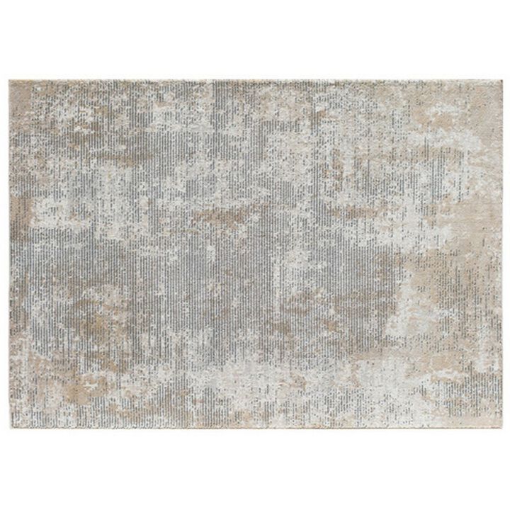 Benjara 8 x 10 Area Rug, Subtle Lined Natural Design, Soft Fabric, Gray and Black