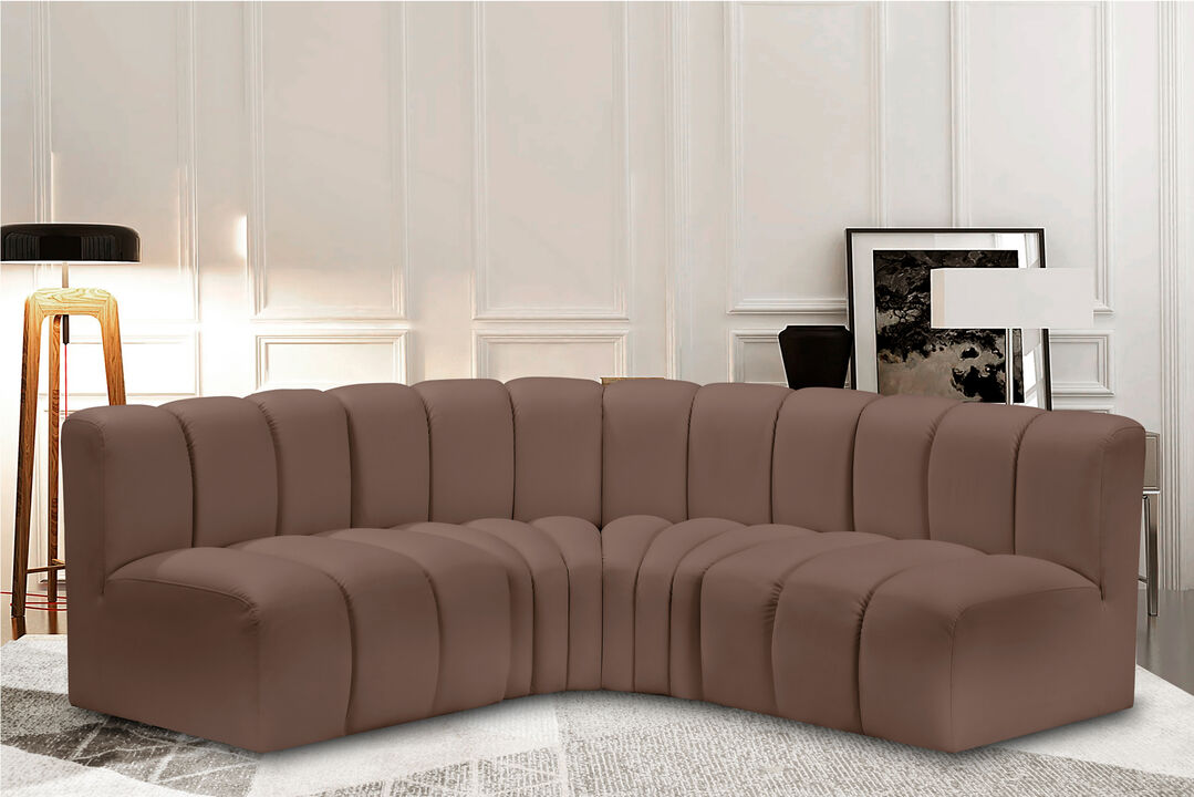 Meridian Furniture Arc Brown Vegan Leather Modular Sofa