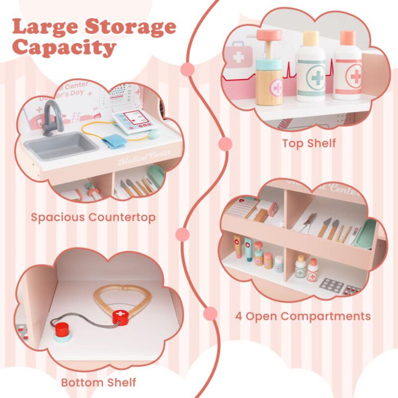 Hivvago Wooden Doctor Playset with Stethoscope for Toddlers over 3 Years Old