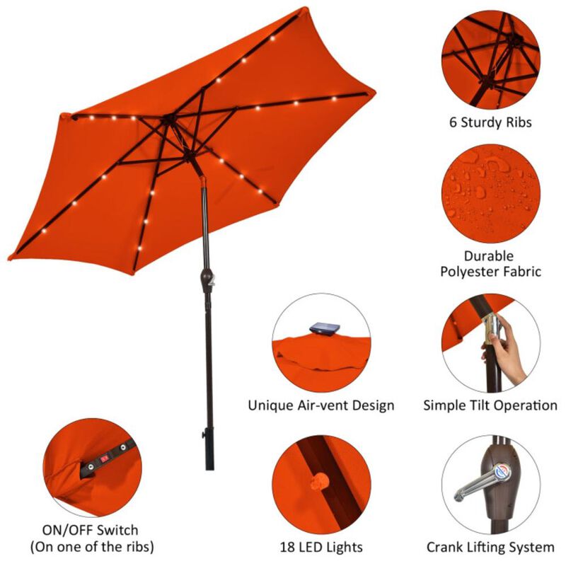 Hivvago Solar LED Lighted Patio Market Umbrella with Tilt Adjustment without Base