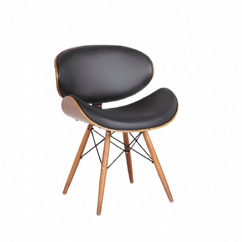 Mid-Century Dining Chair in Walnut Wood and Black Faux Leather image number 0
