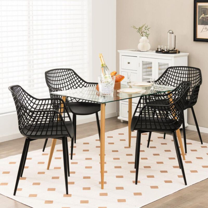 Hivvago Set of 4 Heavy Duty Modern Dining Chair with Airy Hollow Backrest