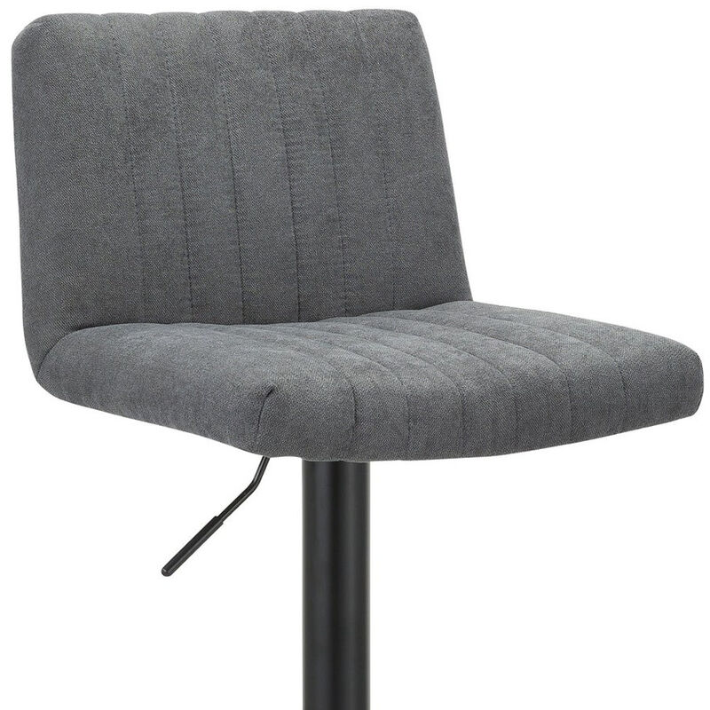 Hivvago Set of Two Gray and Black Fabric and Metal Low Back Adjustable Height Bar Chairs