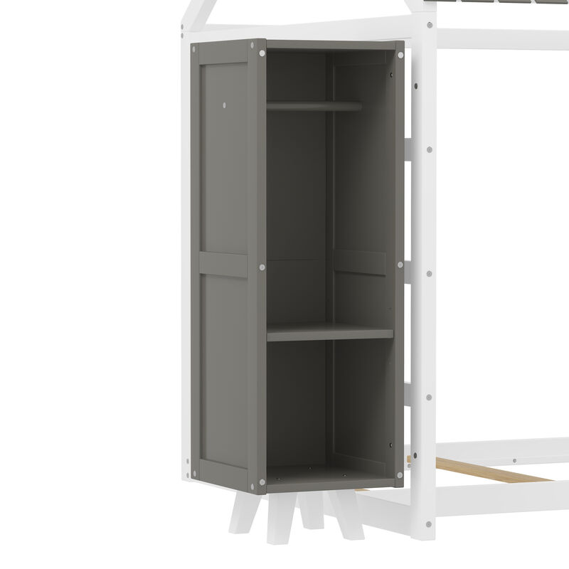 Merax Kids Floor Bed with Two Movable Wardrobes