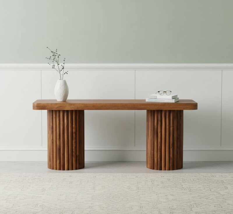 Artisan Furniture Solid wood Astoria Fluted Bench Brown image number 1