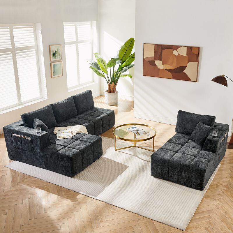 Gralte U-Shaped Chenille Sectional Sofa image number 2