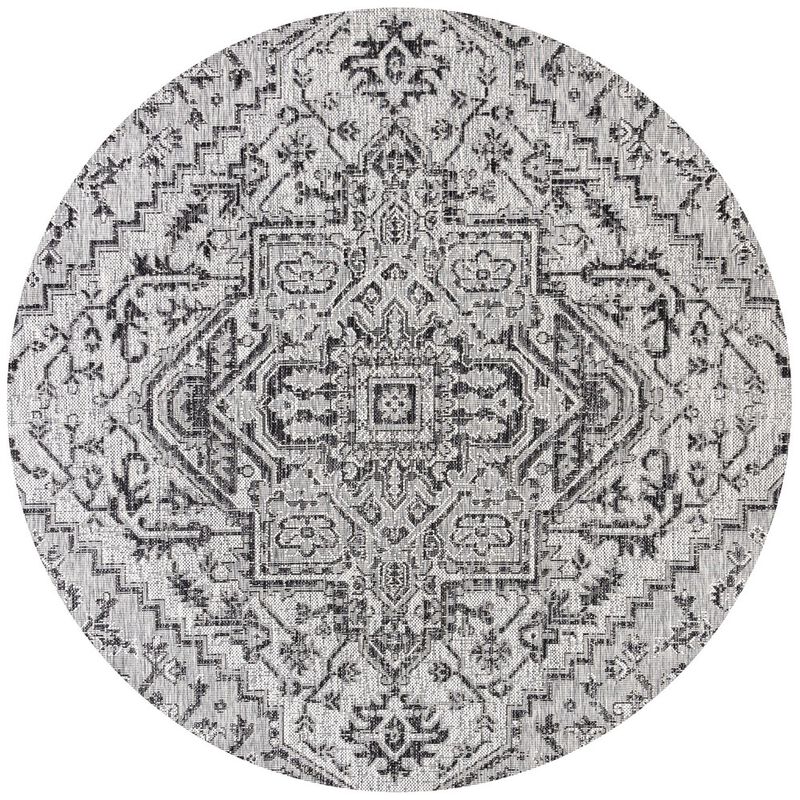Estrella Bohemian Medallion Textured Weave Round Indoor/Outdoor Area Rug