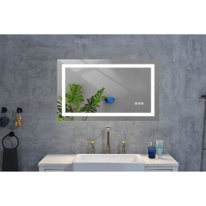 LED Bathroom Mirror with Frontlit and Backlit Wall-Mounted Vanity Mirror for Enhanced Bathroom Lighting