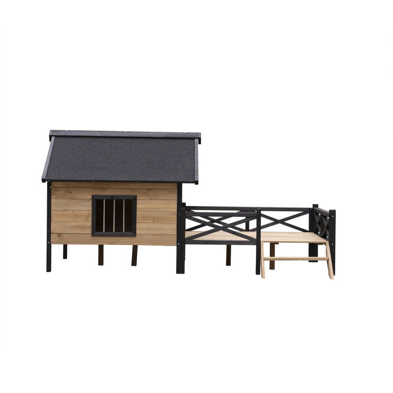 Streamdale Outdoor Large Wooden Cabin House Style Wooden Dog Kennel With Porch