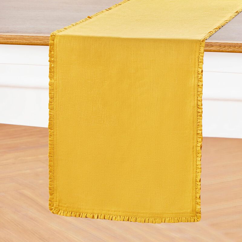 Solino Home 100% Pure Linen Table Runner - Juliette Ruffle