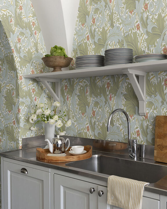 Granville Olive Leafy Vine Wallpaper