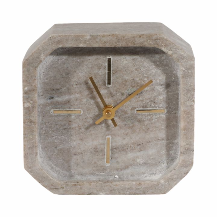 Marble Octagon Clock in Brown