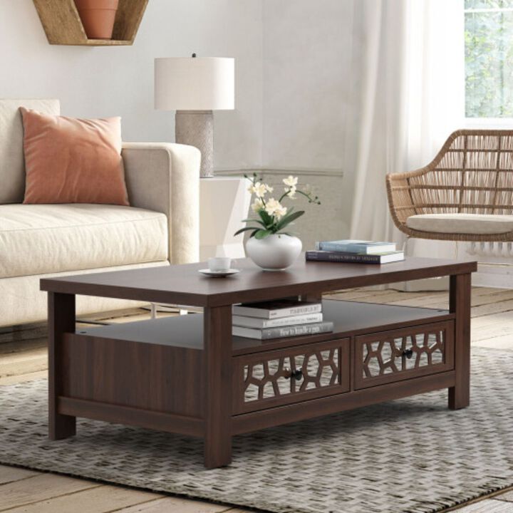 3-tier Coffee Table with 2 Drawers
