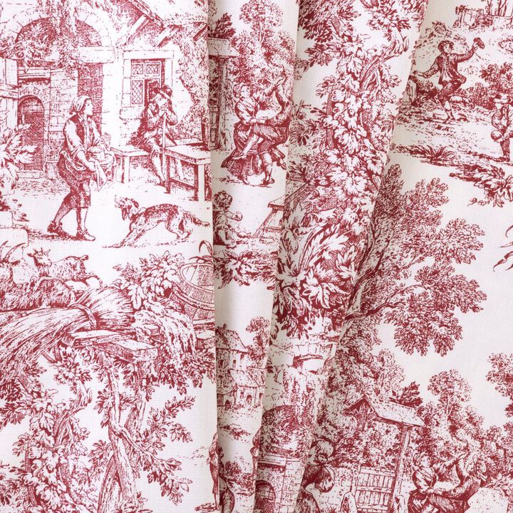 Ellis Curtain Victoria Park Toile Precise Patterned High Quality Water Proof Bathroom Shower Curtain - 70 x 72", Red