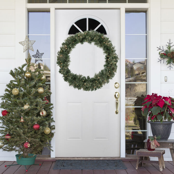 Pre-Lit Oregon Cashmere Pine Artificial Christmas Wreath  36-Inch  Clear Lights