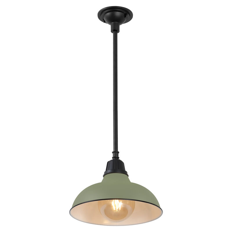 Jasper 12.25" 1-Light Farmhouse Industrial Indoor/Outdoor Iron LED Pendant