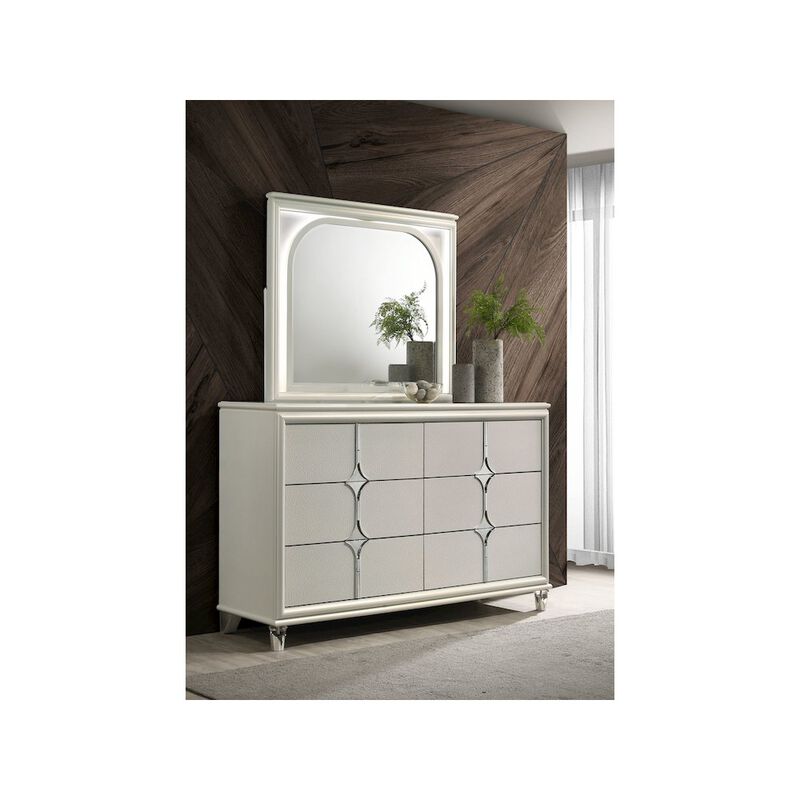Coaster Co. of America Olivia 6-drawer Dresser and LED Mirror Pearl White image number 6