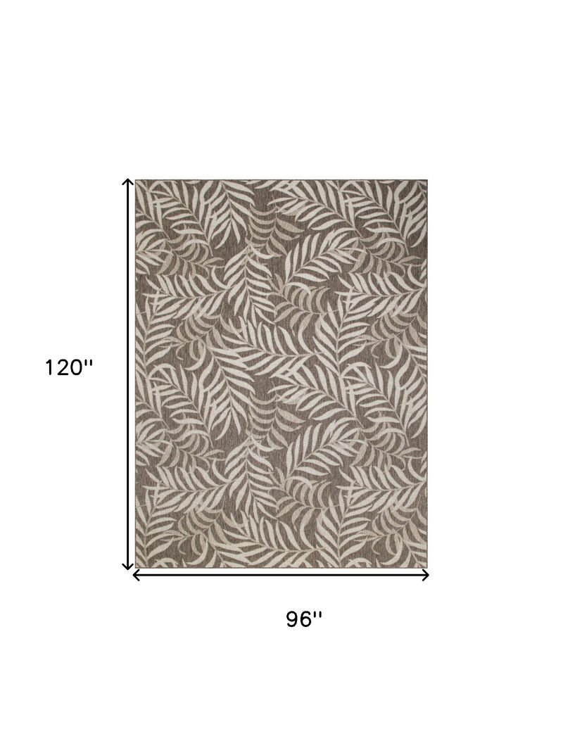 HomeRoots 8' X 10' Brown And Ivory Palm Leaf Indoor Outdoor Area Rug image number 2