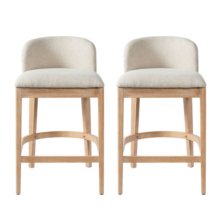 Christopher Knight Home Truda Farmhouse Rubberwood Upholstered Counter Stools with Curved Backrest (Set of 2)