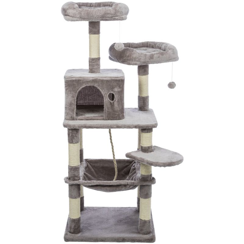 TRIXIE Eduardo Plush & Sisal 4-Level 57.1" Cat Tree with Scratching Posts & Condo, Gray image number 0