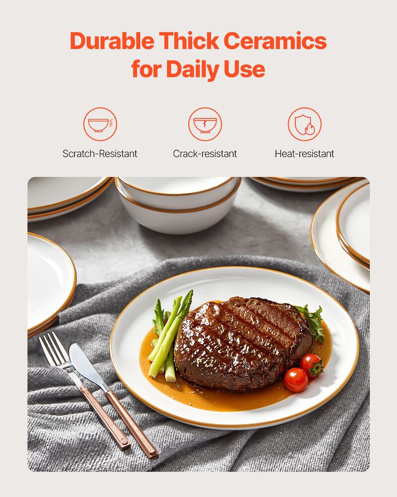 32-Piece Ceramic Dinnerware Set for 8, Plates and Bowls Included