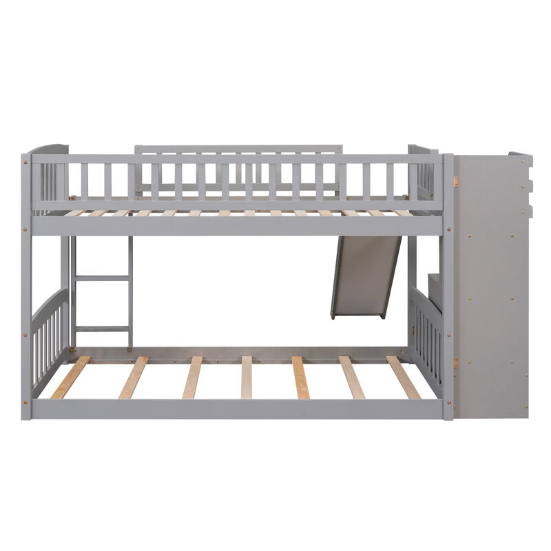 Stairway Twin Over Twin Bunk Bed With Two Drawers And Slide