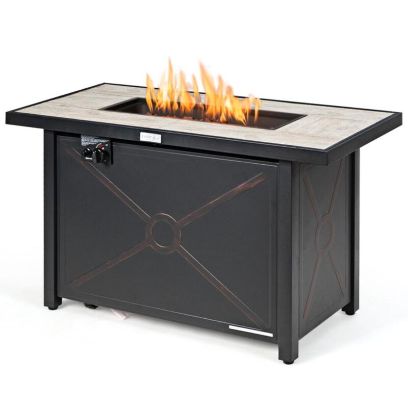 Hivvago 42 Inch 60000 BTU Propane Fire Pit Table with Ceramic Tabletop