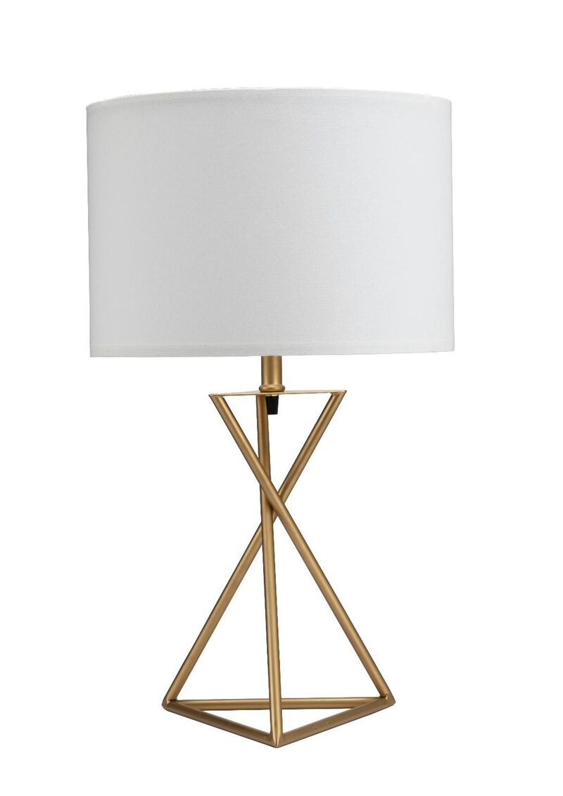 Hivvago Contemporary Gold Geo Table Lamp with White Shade