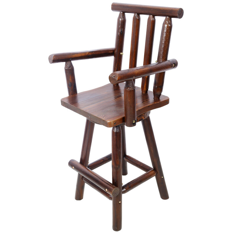 Streamdale Rustic Fir Wood Bar Stool with Footrest and Wide Armrests image number 5
