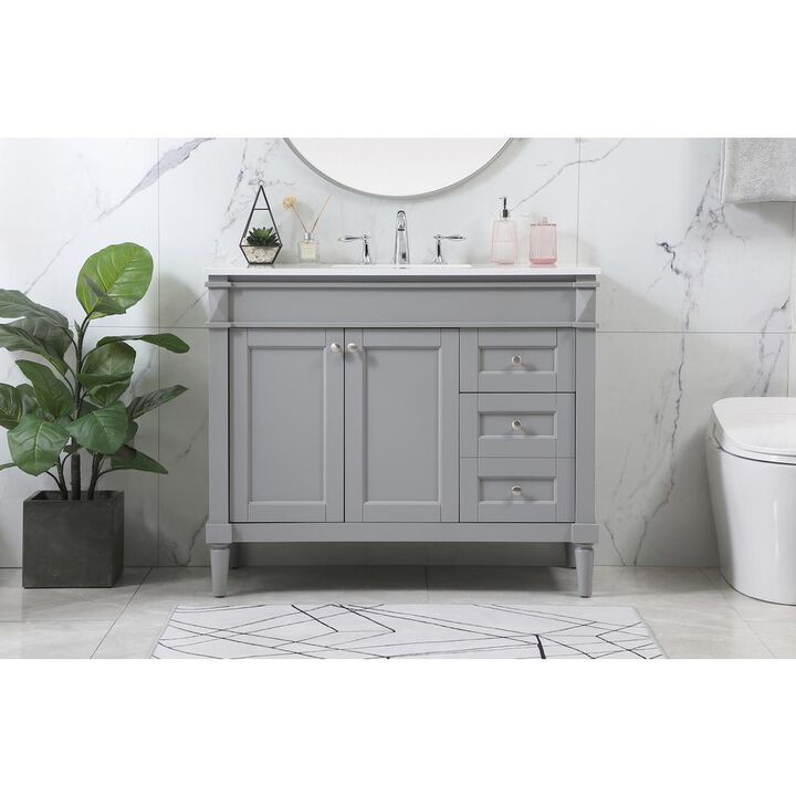 Elegant Kitchen and Bath 42 inch Single bathroom vanity in grey