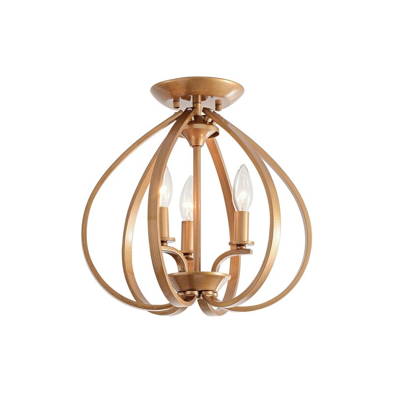 Romy 3-light Brushed Brass Contemporary Flush Mount Chandelier image number 0
