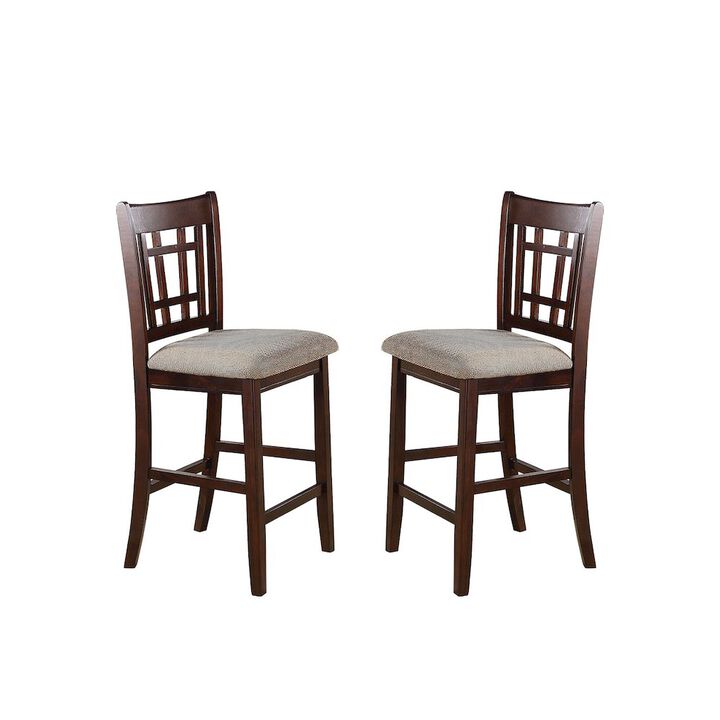 Simple Relax Neena Height Chair with Beige Upholstered Seat, Set of 2, Brown