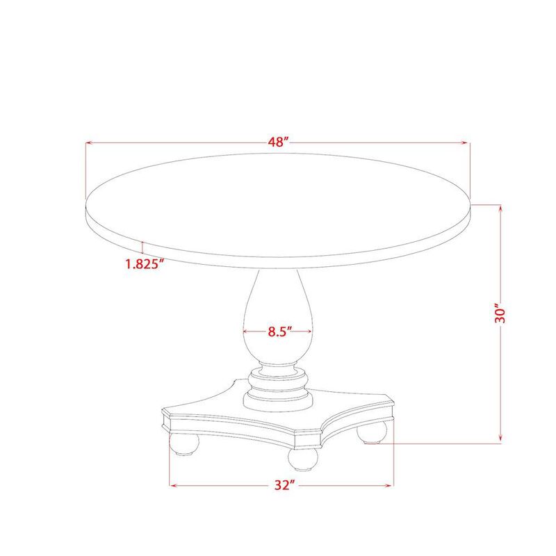 East West Furniture IRVING Round Dining Table with Pedestal, Rustic Rubberwood Table in Sandblasting Antique Walnut