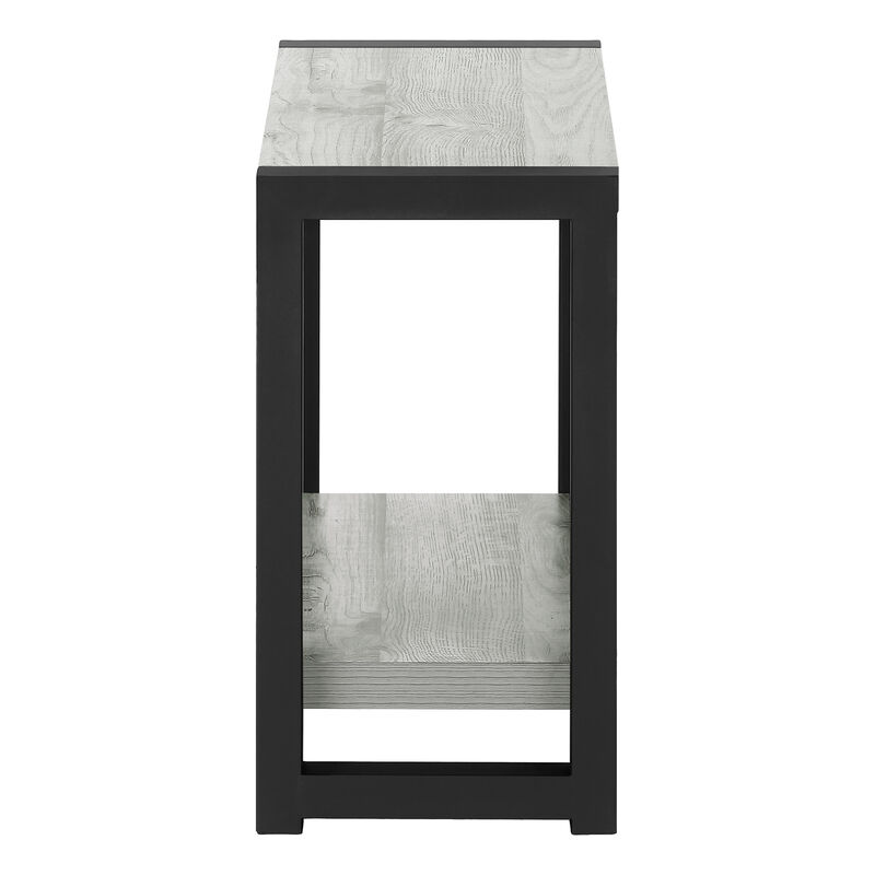 Monarch Specialties I 2082 Accent Table, Side, End, Narrow, Small, 2 Tier, Living Room, Bedroom, Metal, Laminate, Grey, Black, Contemporary, Modern
